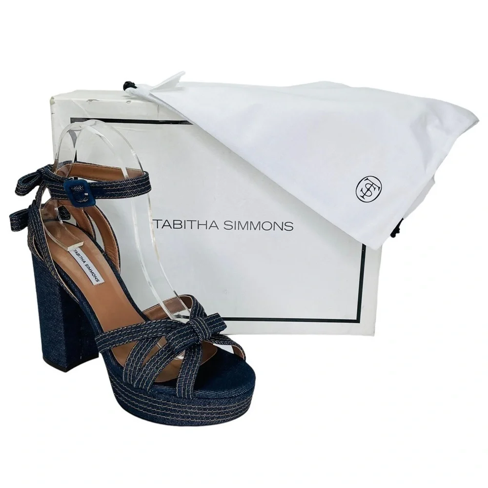 Tabitha Simmons Womens Platform Sandals EU 40B US 10M Indigo Denim Medium Width